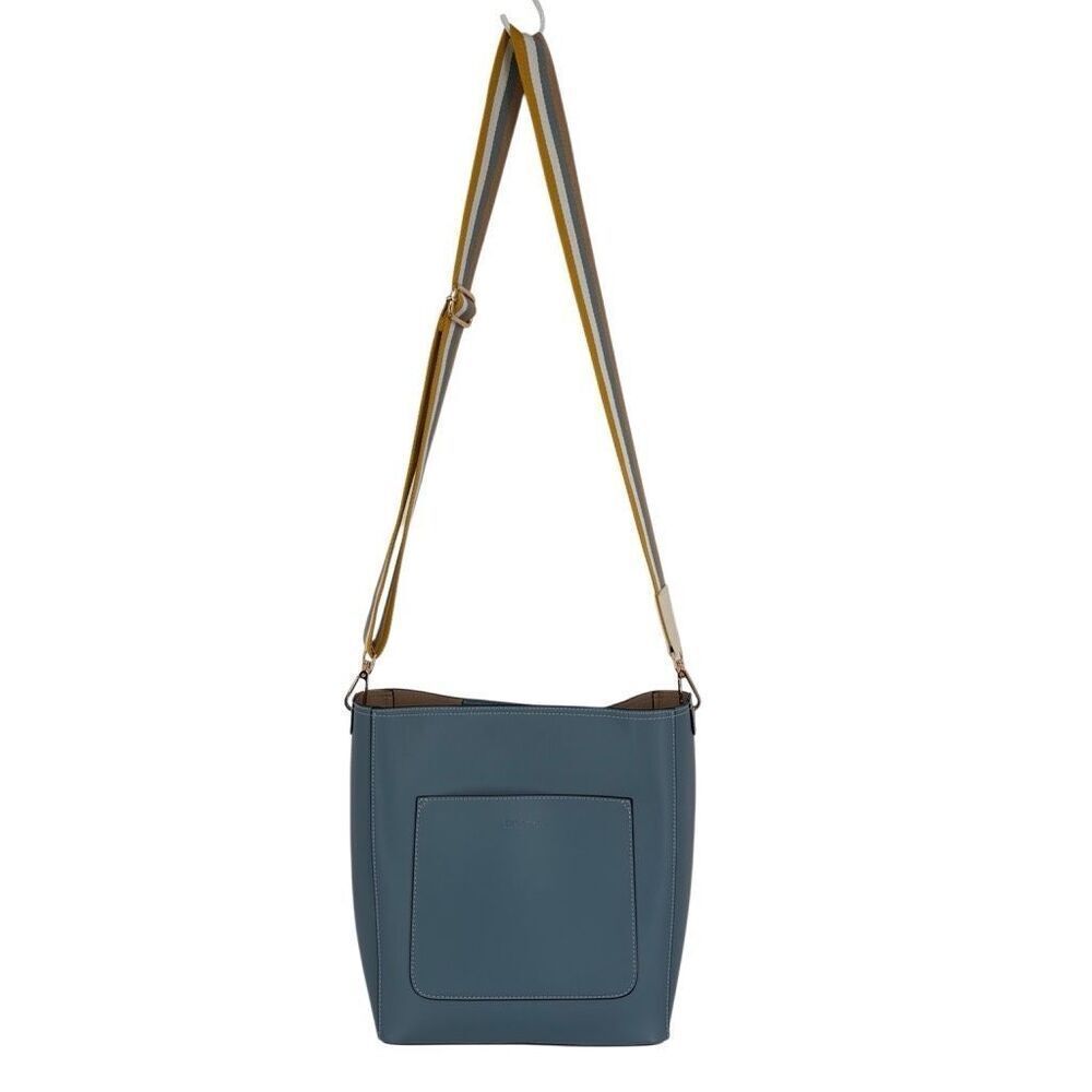 Bromen Bucket Bag Vegan Leather Crossbody‎ Bag Blue